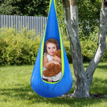 UQN Kids Pod Swing Seat, Light Up Hanging Hammock Chair with Inflatable Pillow, Indoor and Outdoor Toy Sensory Swing for kids, 100% Cotton Loading Capacity 176 lbs