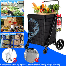 Folding Shopping Cart, Heavy Duty Grocery Cart with Removable Basket, 360° Rolling Laundry Cart & Lightweight Trolley for Shopping, Grocery, Laundry, Supermarket, Camping, Outdoor, Beach