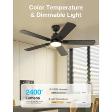 Ventilador de techo negro Warmiplanet de 52" con luz y control remoto 