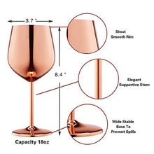 WOTOR Rose Gold Wine Glasses Set of 4, 18oz Copper Wine Glasses, Stainless Steel Wine Glasses, Unbreakable & Portable Stemmed Metal Wine Glass for Outdoor, Travel, Camping, Ideal Wine Accessories Gift