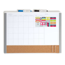U Brands 17 x 23 in. 3-in-1 Dry Erase Calendar Whiteboard, White and Gray