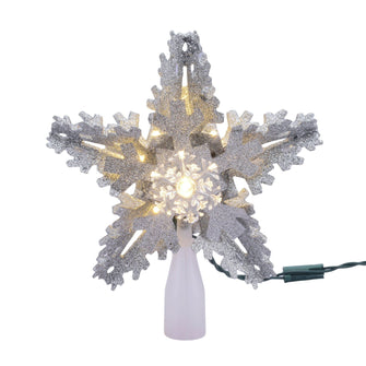 Silver Snowflake Lighted Christmas Tree Topper, 8.5", Holiday Time