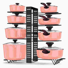 8-Tier Pots And Pans Organizer Holder Metal Kitchen Cabinet Organization Storage