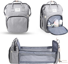 Waterproof Diaper Bag Backpack, Multifunctional Travel Nappy Bag with Changing Pad, Great for Moms and Dads, Baby Shower Gift (Gray)