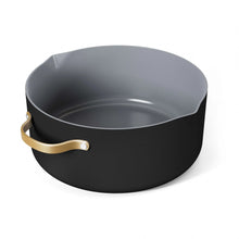 Beautiful 8 Quart Ceramic Non-Stick Stock Pot with Strainer Lid, Black Sesame by Drew Barrymore - Brands For Less USA