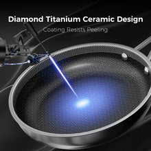 naturepan 3-Ply Hybrid Diamond-Titanium Ceramic Nonstick Frying Pan Set, 3-Piece (8,9.5” & 11”), Stainless Steel Pan, Dishwasher Safe & Oven Safe - Brands For Less USA