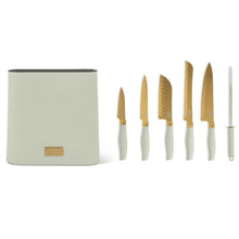 Thyme & Table 7-Piece Knife Block Set, Mint Green