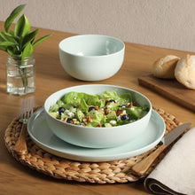 Gibson Home Candy Skies 12 Piece Unbreakable Wheat Straw Melamine Plates and Bowls Dinnerware Set - Outdoor, Camping, & Everyday Use - Matte Exterior/Shiny Interior Green - Brands For Less USA