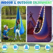 UQN Kids Pod Swing Seat, Light Up Hanging Hammock Chair with Inflatable Pillow, Indoor and Outdoor Toy Sensory Swing for kids, 100% Cotton Loading Capacity 176 lbs