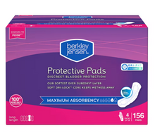 Berkley Jensen Incontinence and Post Partum Bladder Control Pad, Maximum Absorbency, 156 ct.