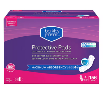 Berkley Jensen Incontinence and Post Partum Bladder Control Pad, Maximum Absorbency, 156 ct.