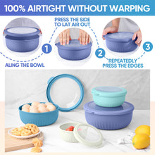 Vesteel 8Pcs Mixing Bowl Set with Lids, Nesting Plastic Bowls for for Mixing Serving Preparing Storage, Kitchen Prep Bowls, Dishwasher Safe, Blue