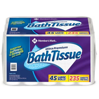 Ultra Premium Soft and Strong Bath Tissue, 2-Ply Large Roll Toilet Paper (235 Sheets, 45 Rolls) - Brands For Less USA