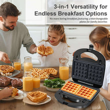 Bluebow 3 in 1 Sandwich Maker, 2 Slice Waffle Maker, Panini Press Grill with Removable Non-Stick Plates, Breakfast Grilled Cheese Maker