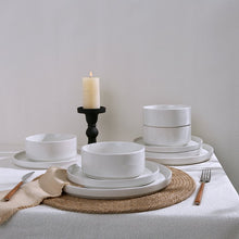 Famiware 12-Piece Stoneware Dinnerware Set with Plates & Bowls for 4, White