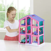 Kid Connection 3-Story Dollhouse Play Set, Pink, 24 Pieces, Toddler Toy Ages 3+
