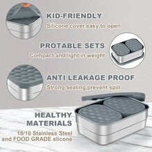 Vesteel Stainless Steel Lunch Container Set, Leak Proof Bento Box with Silicone Lids, Portable Metal Lunch Box for School and Daycare(25OZ + 8OZ*2), Grey - Brands For Less USA