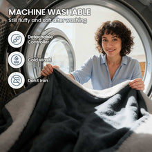 MaxKare 50" x 60" Electric Throw Blanket with 6 Heating Levels & 1-5H Auto-off, Machine Washable Flannel & Sherpa, Gray & White