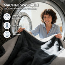 MaxKare 50" x 60" Electric Throw Blanket with 6 Heating Levels & 1-5H Auto-off, Machine Washable Flannel & Sherpa, Gray & White