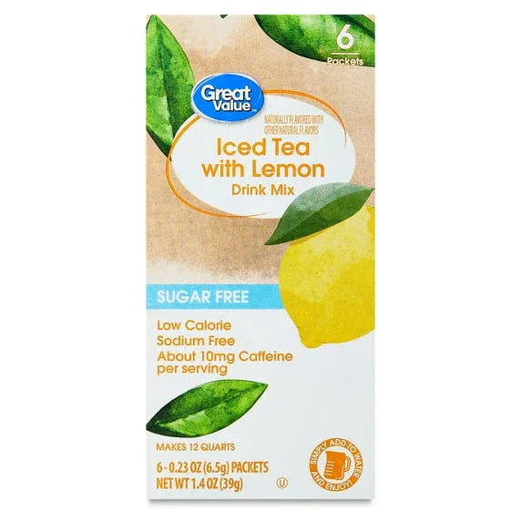 (12 pack) Great Value Sugar-Free Iced Tea with Lemon Powdered Drink Mi ...