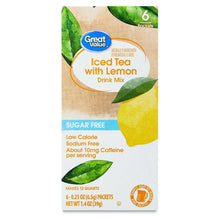 (12 pack) Great Value Sugar-Free Iced Tea with Lemon Powdered Drink Mix, 0.23 oz, 6 Packets