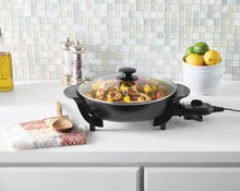 Mainstays 12" Round Ceramic Skillet, Black,Nonstick, 1200W, Removable Temp Control, Dishwasher Safe