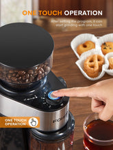 Electric Burr Coffee Grinder FOHERE, 200W Upgrade, 18 Precise Grind Settings, 2-14 Cup Adjustable, Only for Grind Coffee, Black