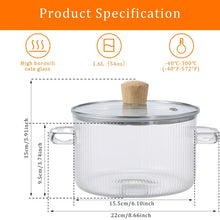 Glass Cooking Pot with Lid 1.6L/54oz Heat Resistant Glass Saucepan with Double Handles Non-Stick Borosilicate Glass Stovetop Pot Safe Clear Cooking Pot for Soup Milk Sauce Pasta Noodle - Brands For Less USA