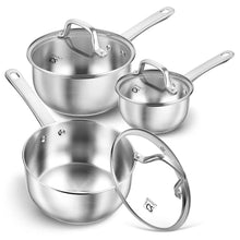 Koch Systeme CS 1&2&3QT Stainless Steel Saucepan Set, 6 Piece Pot Set, Small Pot Set with Lid, Induction Compatible - Brands For Less USA