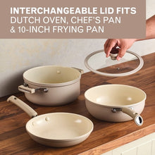 Farberware TrueCook 12pc Ceramic Cookware Set, Dishwasher and Oven Safe, Taupe