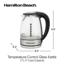 Hamilton Beach Temperature-Control Electric Glass Kettle, Tea & Water Kettle, 1.7L with Auto Shutoff and Ultra-Fast Heating