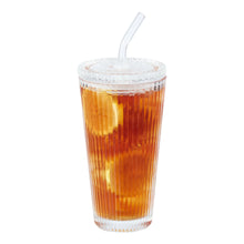 Better Homes & Gardens Glass 21oz Tumbler Ribbed with Glass Lid and Straw - Brands For Less USA