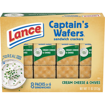 Sandwich Crackers, Captain'S Wafers Cream Cheese and Chives, 8 Packs, 6 Sandwiches Each - Brands For Less USA