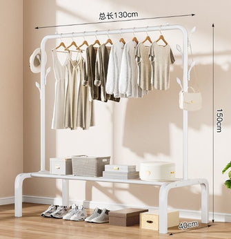 Freestanding Garment Rack, Single Rod, White, Multi-Functional Clothing Hanger for Bedroom, Sturdy and Stylish Clothes Rack