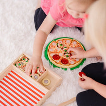 Melissa & Doug Wooden Pizza Party Play Food Set with 36 Toppings for Toddlers Age 3+