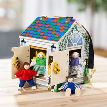 Melissa & Doug Take-Along Wooden Doorbell Dollhouse - Doorbell Sounds, Keys, 4 Poseable Wooden Dolls - Brands For Less USA