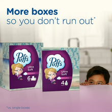 Puffs Ultra Soft Facial Tissues, 4 Family Size Boxes, 124 Facial Tissues per Box