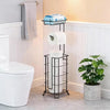 Toilet Paper Holder, Upgraded Toilet Paper Storage Free Standing, Free Standing Tissue Roll Storage Rack for Bathroom, Black