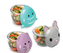 Melii Animal Snack Containers - Bulldog, Shark & Cat Designs, 3 ct.