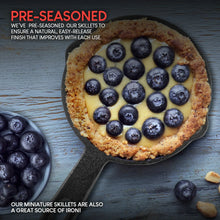 Modern Innovations Mini Black Cast Iron Skillet Set with Silicone Mitt (4 Count) - 3.5 Inch Pans, Pre Seasoned Small Skillets for Baked Cookie/Brownie or Cooked Eggs - Brands For Less USA