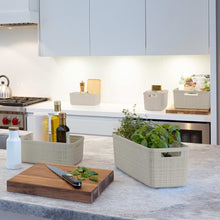 Curver Jute Narrow Beige Plastic Decorative Storage Basket, 13.6 in x 6.7 in x 5.7 in