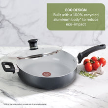 Sartén antiadherente gigante de cerámica negra de 5 cuartos de galón T-Fal Kitchen Solutions con tapa y asa auxiliar