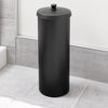 iDesign Toilet Paper Canister with Lid, Storage for 3 Rolls, 6.3'' x 15.5'', Matte Black