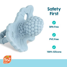 RaZbaby RaZberry Silicone Teether Toy / Multi-Texture Design / Hands Free Design / for Baby 3m+ / Pacifier Style Teether - Brands For Less USA