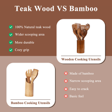 VAVSEA Thick Wooden Spoons for Cooking, 8 Pcs Natural Wooden Utensil for Cooking with Non-Stick, Heat Resistant, Wood Kitchen Utensil Set