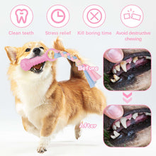 Armscye 5 Pack Puppy Chew Toys for Teething Small Dogs, Pink Rubber Puppy Teething Toys Plush Squeaky Dog Toys for Cleaning Teeth Interactive Pet Doggy Bone Toys