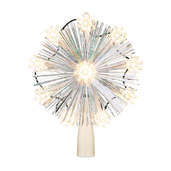 9-Point White Tinsel Star LED Christmas Tree Topper, 7", by Holiday Time