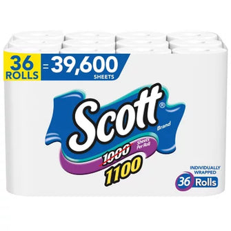 Scott 1100 1-Ply Toilet Paper (1100 Sheets/Roll, 36 Rolls) - Brands For Less USA