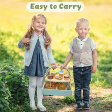 JoyStone Wooden Tea Party Set for Toddlers, Pretend Play Tea Sets for Kids with Storage Cupcake Stand, Wooden Toys Gifts for Girls & Boys