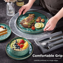 Onader Dinnerware Sets for 6, 18-Piece Plates and Bowls Set, Stoneware Dish Set for Kitchen, Ceramic Dinnerware for Home Restaurant, Chip and Scratch Resistant, Microwave and Dishwash, Reactive Green - Brands For Less USA